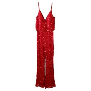 Sherri Hill Red Sequin Jumpsuit